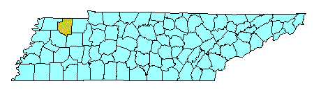 Location, Weakley County in Tennessee